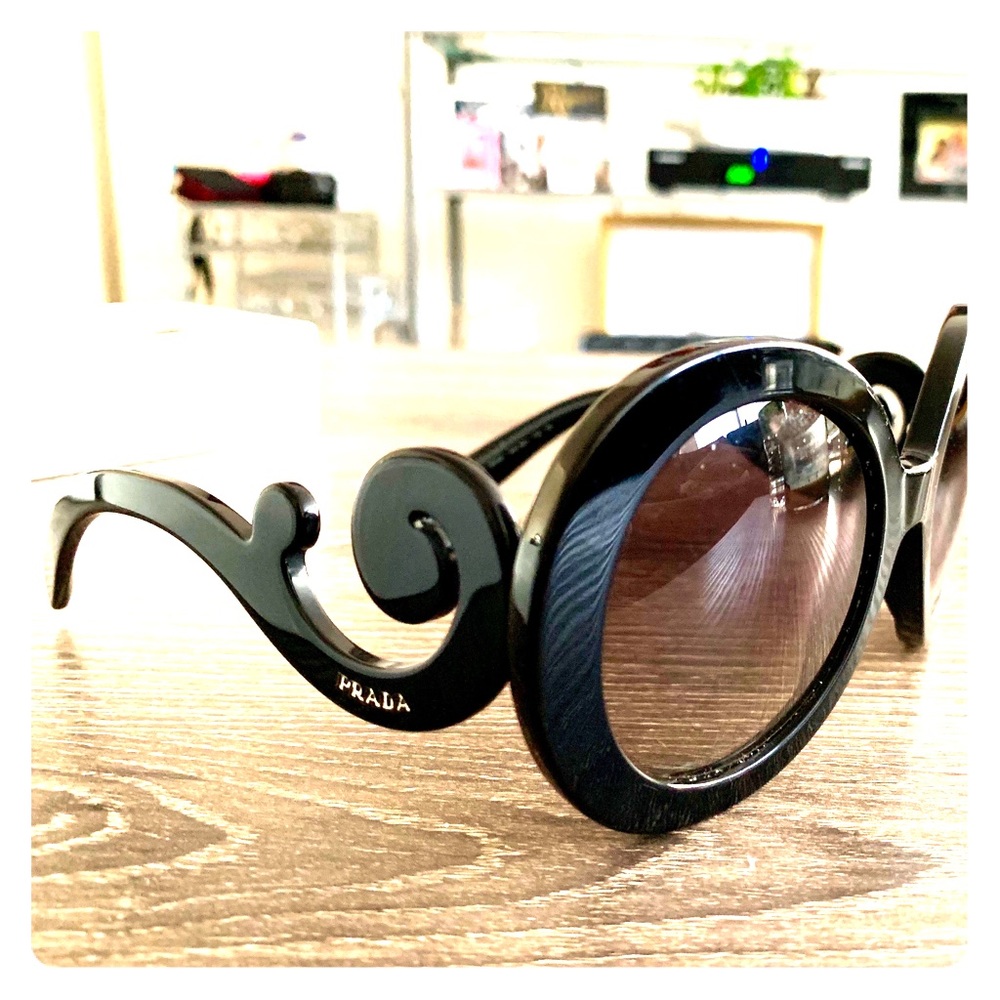 Prada Women's 55mm Baroque Round Sunglasses Black